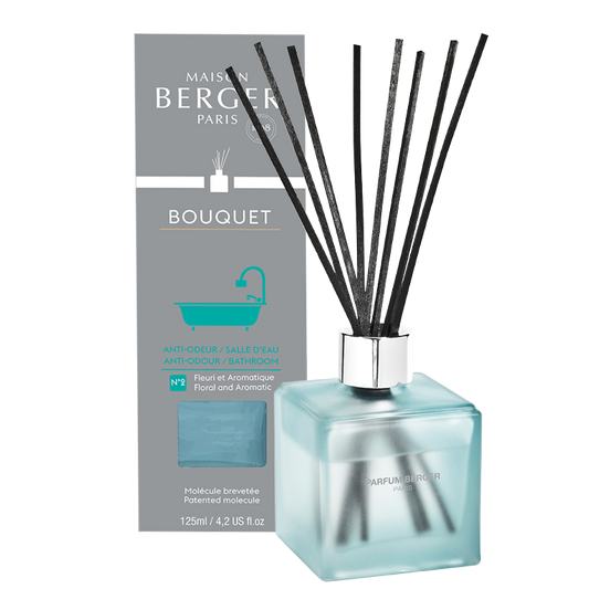 Bathroom 2 polymer stick perfume scented diffuser - Relaxing scent that eliminates bad smell and recharges you from fatigue - Also contains rose, tea leaves, amber and precious wood notes - Best Essential oil Air freshener for home and room fragrance - Lampe Berger